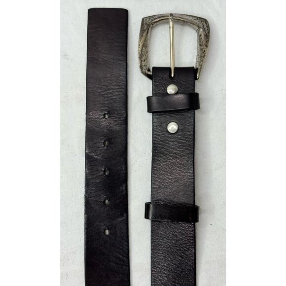 Silpada Designs Black Leather Belt Silver Buckle Size Small - Picture 4 of 8